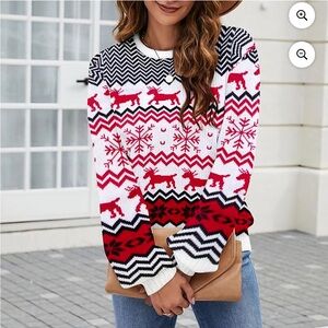 Women’s Christmas Sweater Reindeer, Snowflakes, Matching Men’s Ugly Sweater